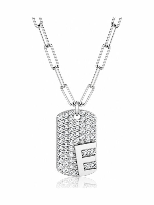 Jools Necklace Talisman Monogram E From Gold Plated Silver With Zircon