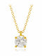 Jools Necklace Talisman Solitaire Gold Plated Silver With Zircon