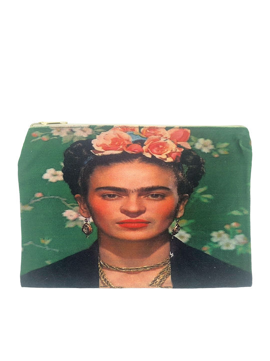 Women's Toiletry Bag Beach Bag Frida Kahlo Design & Hand Handle Green