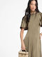 Midi Evening Satin Dress Olive