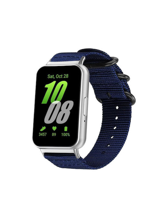 Samsung Galaxy Fit3 Sm-r390 Xdfind Ring Buckle Nylon Canvas Watch Band Midnight Blue