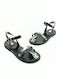 Leather Women's Flat Sandals Black