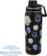 Nava "we Care" Thermos Stainless Steel Bottle 500ml Black Floral