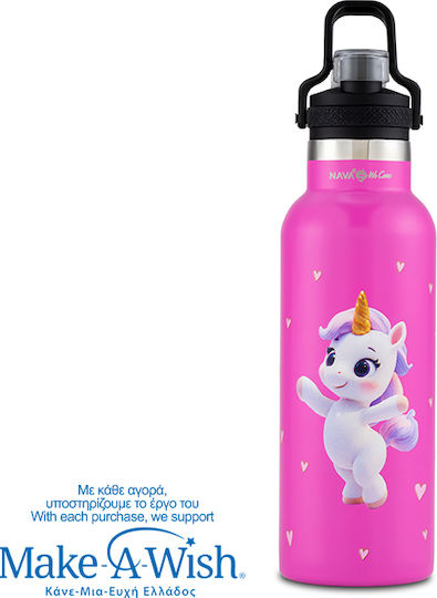 Nava "we Care" Thermos Stainless Steel Bottle 500ml Pink Unicorn