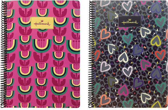 Hallmark Spiral Ruled Notebook A4 2 Subjects (Miscellaneous Designs)