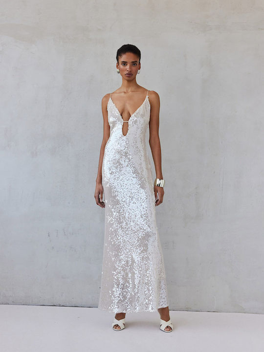 Summer Maxi Evening Strapless Ecru Dress