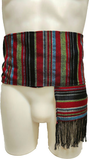 Traditional Woven Striped Island Belt with Tassels Mark223 Green