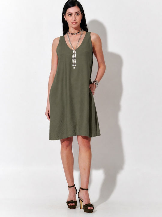 Theros Island Sommer Midi Damenkleid Grün