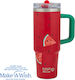 Nava "we Care" Handled Tumbler Θερμός Ανοξείδωτο 900ml Watermelon με Καλαμάκι και Λαβή