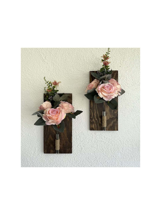 SteweHome Wall Decor Pink Wooden 30x14cm 2 Pieces