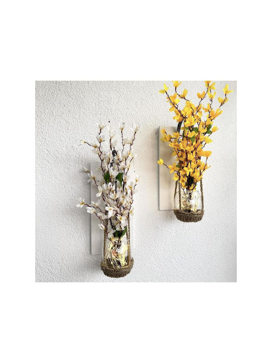 SteweHome Wall Decor Yellow Metal 30x14cm 2pcs