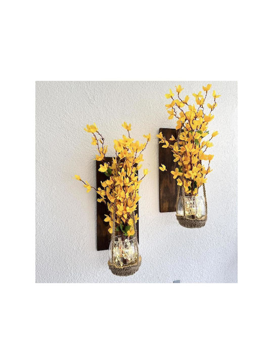 SteweHome Wall Decor Yellow Wooden 30x14cm 2 Pieces