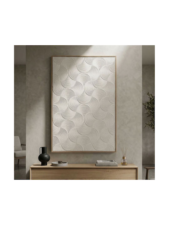 Gemälde Modernes Design Relief Weißes Farbe Rahmen 80x3,8x120cm