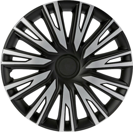 Car Hubcaps Shinku Silver Black 14'' Tech-One Black Silver Set of 4 Pieces Lampa 31451