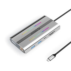 Orico XDR 12in1 RGB USB-C Docking Station With HDMI/DisplayPort 4K PD Ethernet