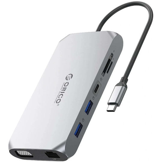 Orico XCR 12in1 USB-C Docking Station με HDMI 4K PD Ethernet Γκρι