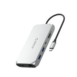 Orico XCR 12in1 USB-C Dockingstation mit HDMI/DisplayPort 4K PowerDelivery (PD) Ethernet