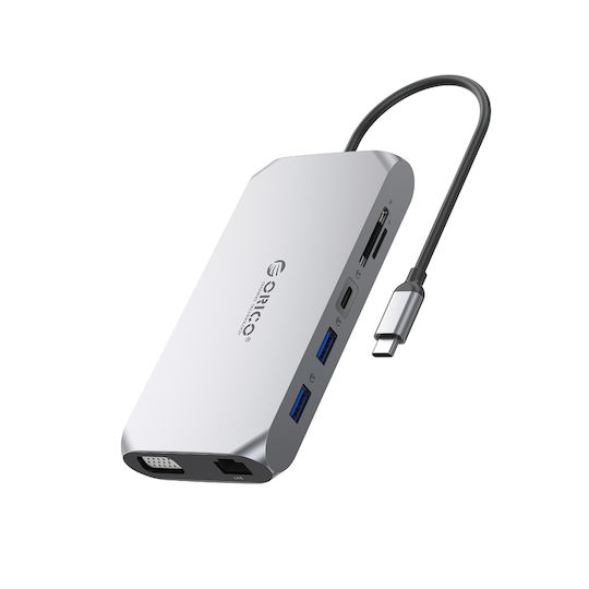 Orico XCR 12-in-1 USB-C Docking Station με HDMI 4K PD Ethernet Γκρι