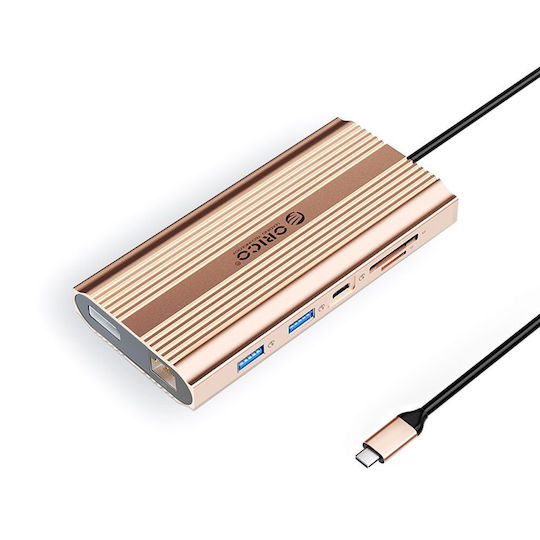 Orico XDR 12in1 USB-C Docking Station with HDMI 4K PD Ethernet Rose Gold