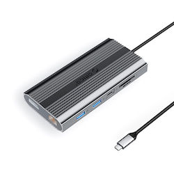 Orico XDR 12in1 USB-C Dockingstation mit HDMI/DisplayPort 4K PowerDelivery Ethernet