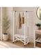 Arredamenti Italia Floor Garment Rack Wooden Foldable White 140x37x168cm