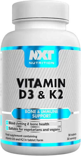 Nxt Nutrition Vitamin D3 + K2 Βιταμίνη για Ενίσχυση του Ανοσοποιητικού & την Υγεία των Οστών 4000iu 30 ταμπλέτες