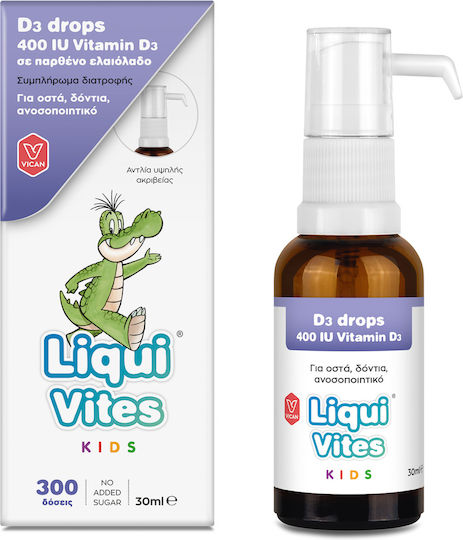 Vican Liqui Vites Kids D3 Drops Vitamin For Immune Support & Bone Health 400 IU 30 ml