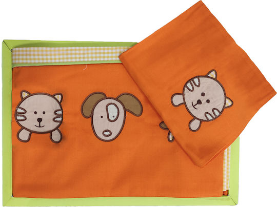 Das Home Baby Crib Sheet Cotton Orange 170x120cm