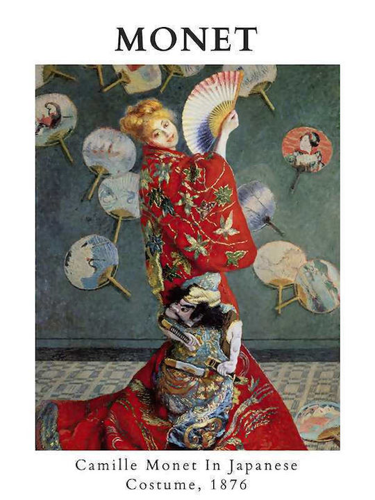 Poster Claude Monet Camille Monet In Japanese Costume Art099 40cm X 50cm Frame Natural Wood Beige