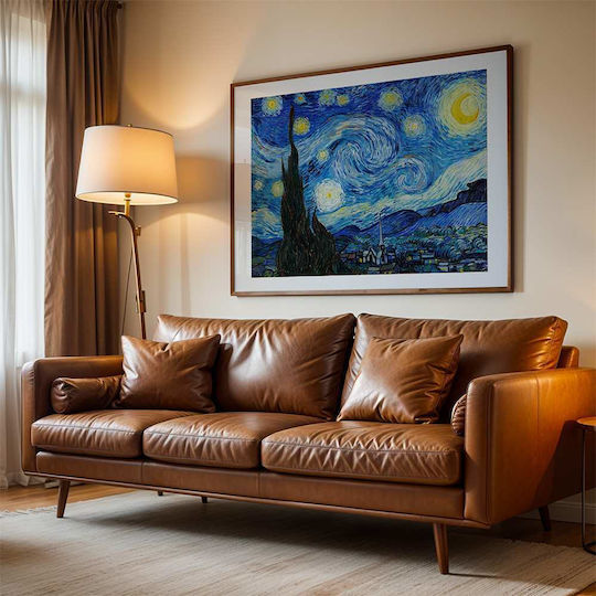 Poster Van Gogh Starry Night Art105 40cm X 50cm Κορνίζα Φυσικό Ξύλου Μπεζ 56097pd156660f55316
