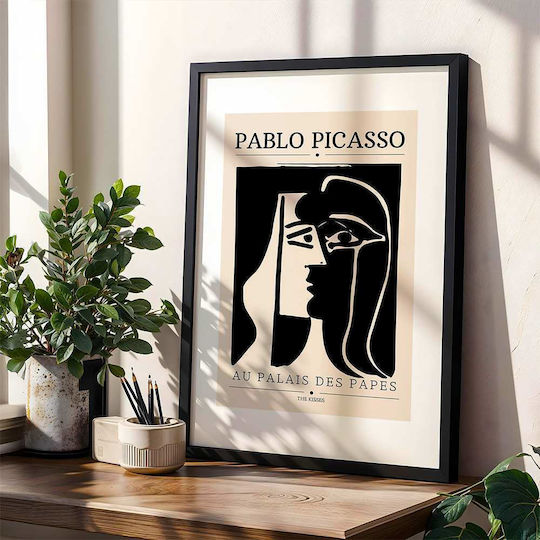 Poster Pablo Picasso Au Palais Des Papes Art077 40cm X 50cm Premium Black Wooden Frame