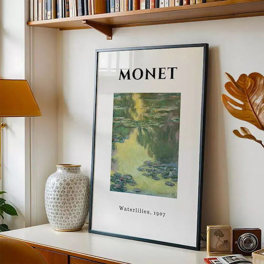 Poster Monet Waterlillies Art011 40cm X 50cm Black Wooden Frame