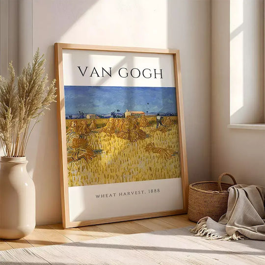 Poster Van Gogh Wheat Harvest Art097 40cm X 50cm Κορνίζα Καφέ Ξύλου 56043pd156707f63322