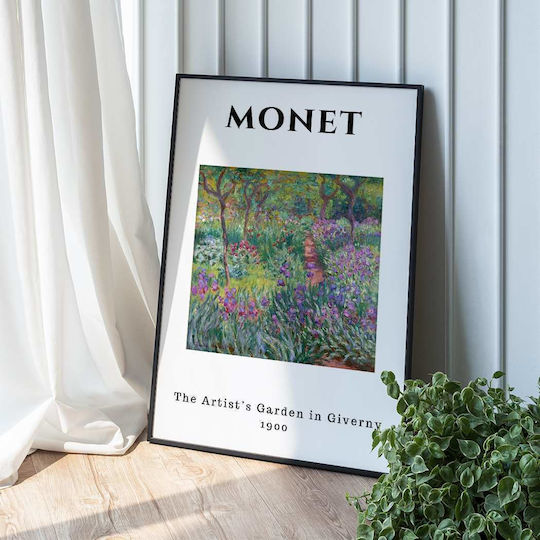 Плакат Monet Artists Garden Art014 40см x 50см Черна Дървена Рамка-55869pd156879f55321