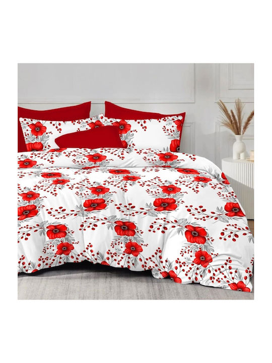 Pucioasa Set Huse Pentru Pilote 200x230cm Dublu Cu 4 Fețe De Pernă & 1 Cearșaf Poppies 1