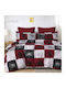 Pucioasa Set Huse Pentru Pilote 200x220cm Dublă Cu 4 Fețe De Pernă & 1 Cearșaf Checkered