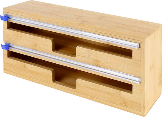 Cheffinger Clingfilm Aluminiumfolie Spender In Bambus Doppelkammer Beige