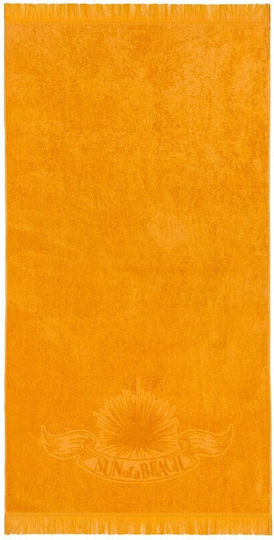 Sun of a Beach Orange Beach Towel with Fringes