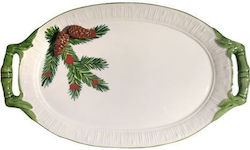 Tuscan Ceramics Green Platter with Flowers & Branches