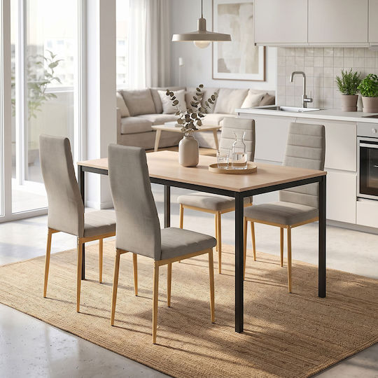 Parker Dining Room Set with 4 Chairs 120x75cm