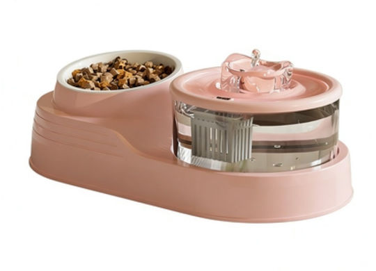 Pet's Choice Automatischer Keramik Futterautomat Bewässerer für Hund & Katze mit Gestell 1250ml in Rosa Farbe