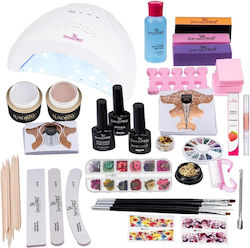 Gel Nagelset French Maniküre Aktion #53 + Geschenkset 4 Pinsel