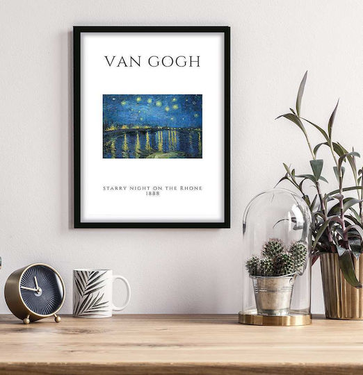 Poster Van Gogh Starry Night On Rhone Art004 40cm X 50cm Frame Natural Wood Beige 55249pd156887f55316