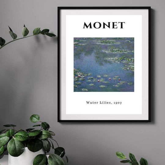 Poster Monet Waterlillies Art013 40cm X 50cm Frame Natural Wood Beige