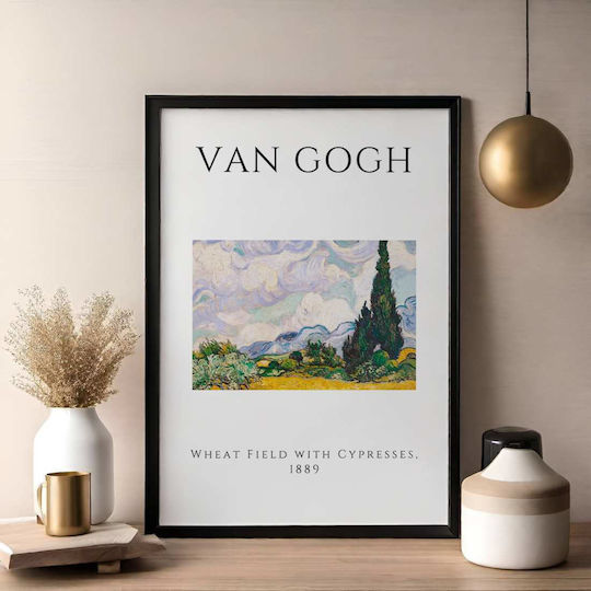 Poster Van Gogh Wheat Field Cypresses Art002 40cm X 50cm Κορνίζα Καφέ Ξύλου 55246pd156889f63322