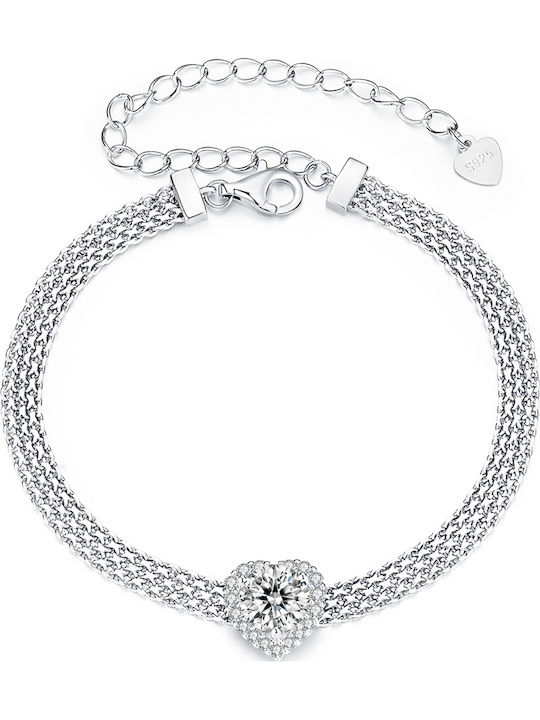 Daskalakis Daskalakis Damen Armband Kette mit Herz-Design aus Leder mit Diamant Daskalakis Daskalakis Damen Armband Kette mit Herz-Design aus Leder mit Diamant