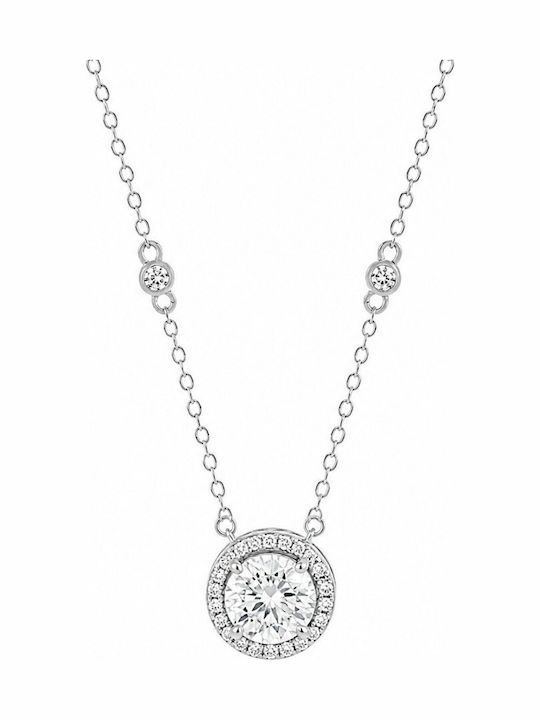 Jools Necklace Talisman Rosette From Gold Plated Silver With Diamond & Zircon