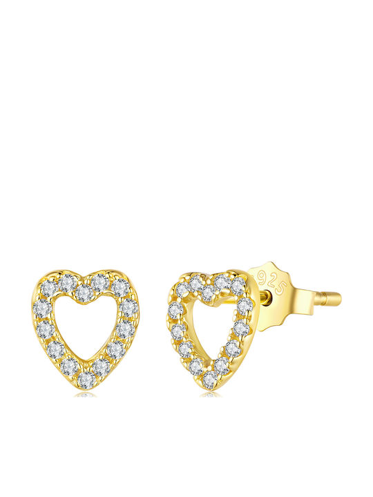 Daskalakis Single Gold Plated Silver Stud Earring with Light Blue Diamond B1267-1