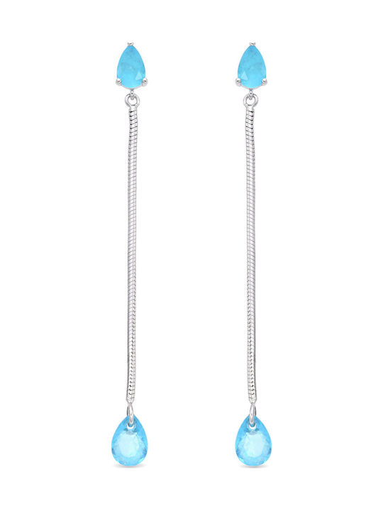 Luxenter Dangle Silver Earrings Light Blue
