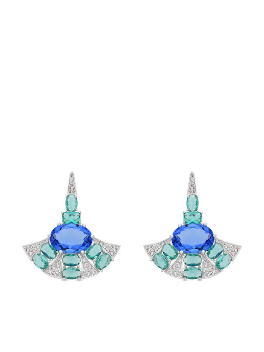 Luxenter Ohrringe Hängend aus Silber mit Steinen Hellblaue